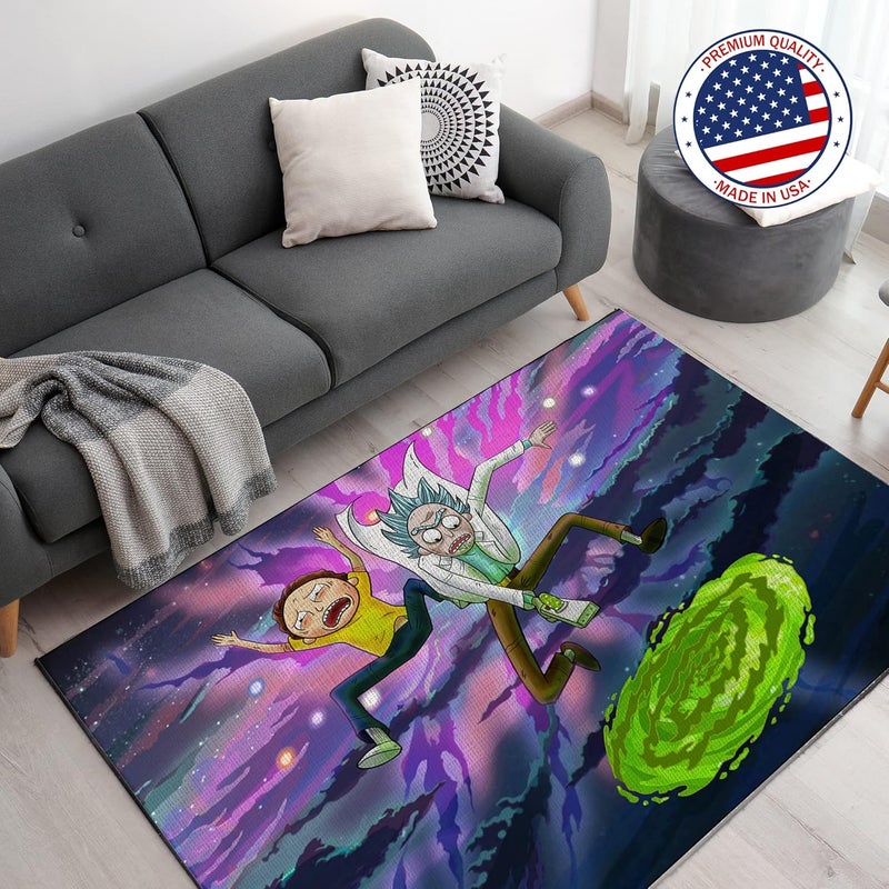 DreamController Ricky Morty Custom Rugs for Gamer Room (62x40inch)| Playroom Carpets Inspired by Games & Anime Decor for Gamers | Gamer Room Decor for Kids Teen Anti-Slip Gaming Mats - Image 1
